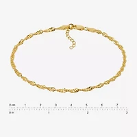 Made in Italy Unisex Adult 24K Gold Over Silver 9 Inch Semisolid Singapore Chain Bracelet