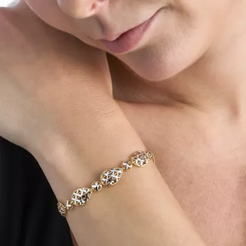 Made in Italy Womens 24K Gold Over Silver Semisolid 7 Inch Link Bracelet