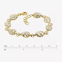 Made in Italy Womens 24K Gold Over Silver Semisolid 7 Inch Link Bracelet