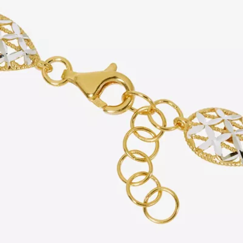 Made in Italy Womens 24K Gold Over Silver Semisolid 7 Inch Link Bracelet