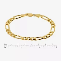 Made in Italy Unisex Adult 24K Gold Over Silver 8 Inch Solid Figaro Chain Bracelet