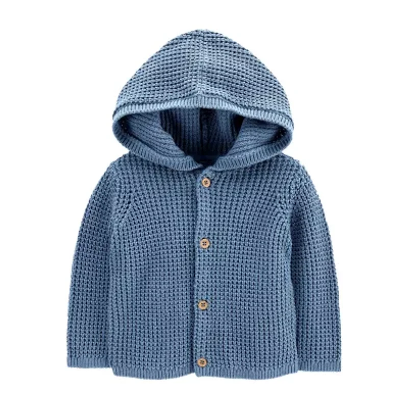 Carter's Baby Boys Hooded Long Sleeve Button Cardigan