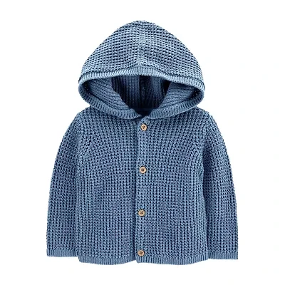 Carter's Baby Boys Hooded Long Sleeve Button Cardigan