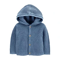 Carter's Baby Boys Hooded Long Sleeve Button Cardigan