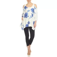 White Mark Womens Scoop Neck 3/4 Sleeve Tunic Top