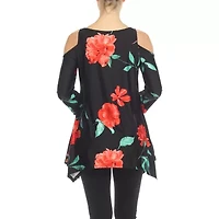 White Mark Womens Scoop Neck 3/4 Sleeve Tunic Top