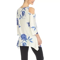 White Mark Womens Scoop Neck 3/4 Sleeve Tunic Top
