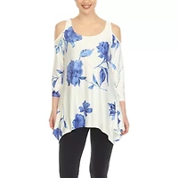White Mark Womens Scoop Neck 3/4 Sleeve Tunic Top