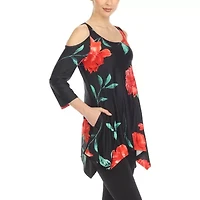 White Mark Womens Scoop Neck 3/4 Sleeve Tunic Top