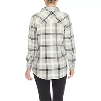 White Mark Womens Long Sleeve Cuffed Loose Fit Button-Down Shirt