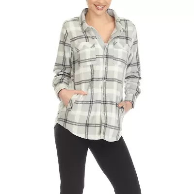 White Mark Womens Long Sleeve Cuffed Loose Fit Button-Down Shirt