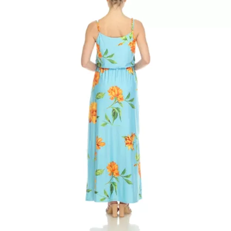 White Mark Womens Scoop Neck Sleeveless Maxi Dress