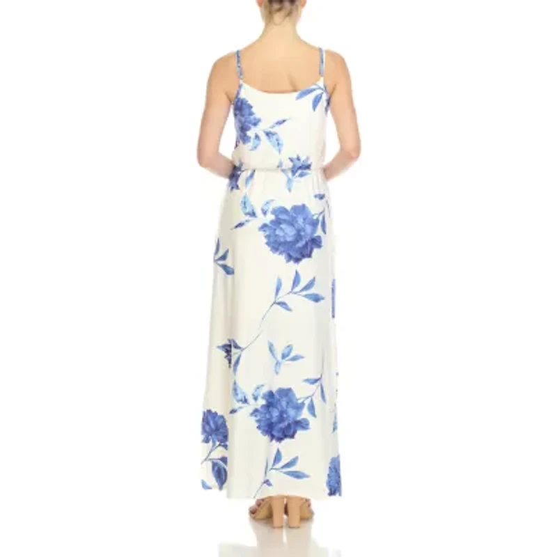 White Mark Womens Sleeveless Floral Maxi Dress