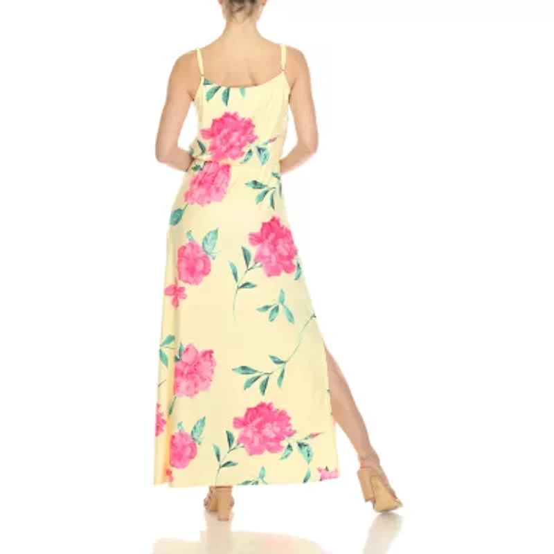 White Mark Womens Sleeveless Floral Maxi Dress