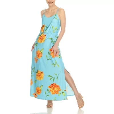 White Mark Womens Scoop Neck Sleeveless Maxi Dress