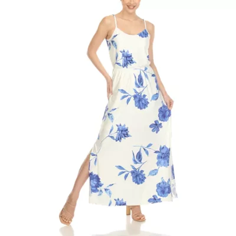 White Mark Womens Sleeveless Floral Maxi Dress