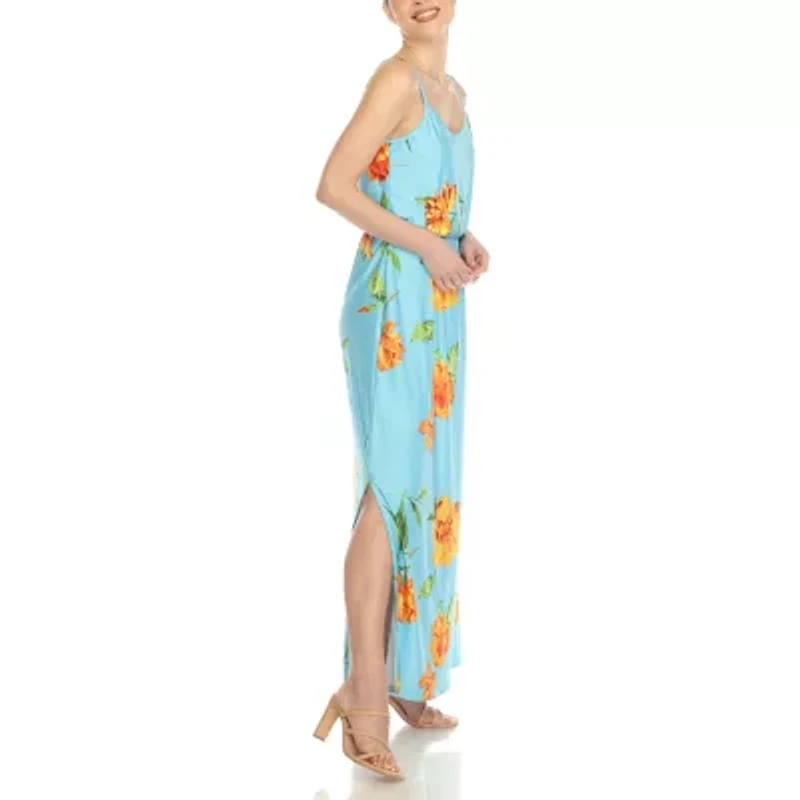 White Mark Womens Scoop Neck Sleeveless Maxi Dress
