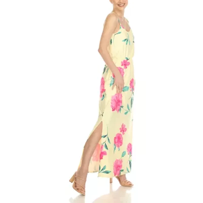 White Mark Womens Sleeveless Floral Maxi Dress