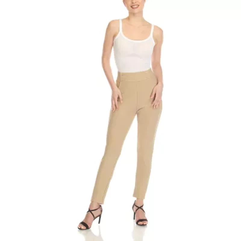 White Mark Womens Slim High Rise Pull-On Pant