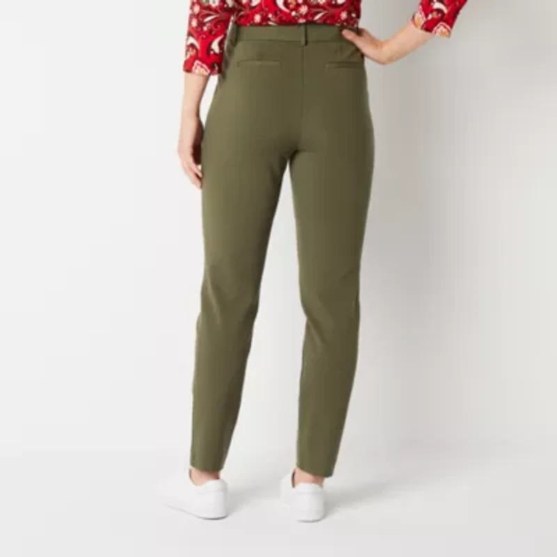 Liz Claiborne Emma Ponte Womens Tall Straight Mid Rise Ankle Pant