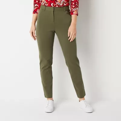 Liz Claiborne Emma Ponte Womens Tall Straight Mid Rise Ankle Pant