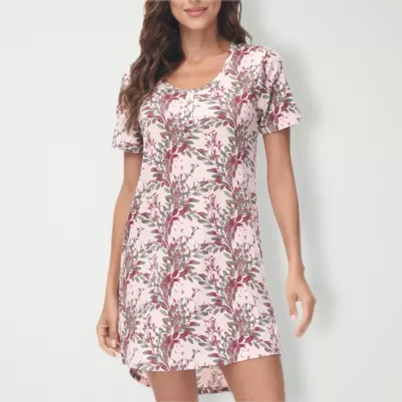 INK+IVY Womens U Neck Short Sleeve Nightgown