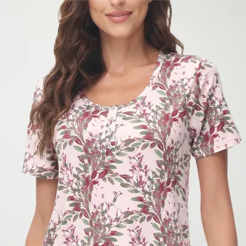 INK+IVY Womens U Neck Short Sleeve Nightgown