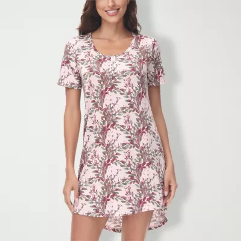 INK+IVY Womens U Neck Short Sleeve Nightgown