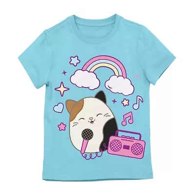 Little & Big Kid Girls Round Neck Short Sleeve Regular Fit Squishmallows Graphic T-Shirt