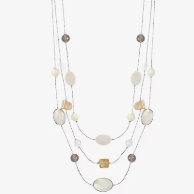 Liz Claiborne Womens White Mother Of Pearl 18 Inch Strand Necklace