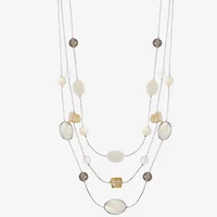 Liz Claiborne Womens White Mother Of Pearl 18 Inch Strand Necklace