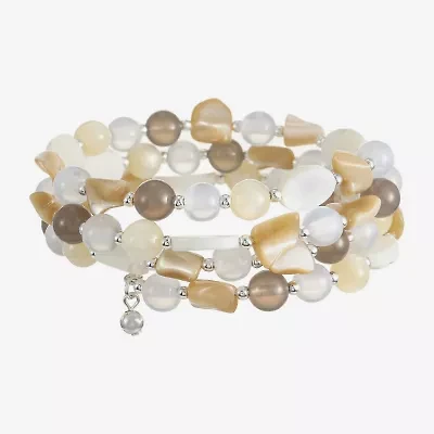 Liz Claiborne Womens White Mother Of Pearl Wrap Bracelet
