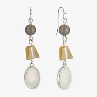 Liz Claiborne Womens White Mother Of Pearl Drop Earrings