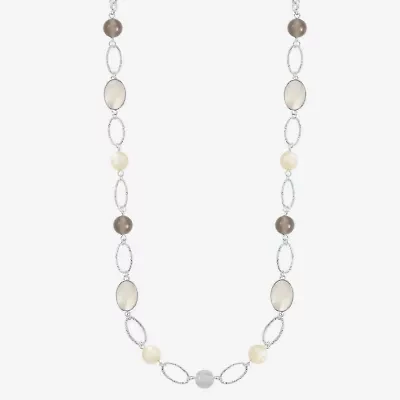 Liz Claiborne Womens White Mother Of Pearl 34 Inch Strand Necklace