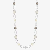 Liz Claiborne Womens White Mother Of Pearl 34 Inch Strand Necklace