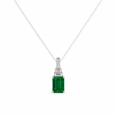(F / Si2) 1/8 CT. T.W. Lab Grown Diamond and Created Gemstone Sterling Silver 18 Inch Necklace