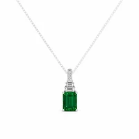 (F / Si2) 1/8 CT. T.W. Lab Grown Diamond and Created Gemstone Sterling Silver 18 Inch Necklace