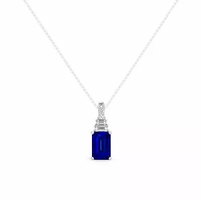 (F / Si2) 1/8 CT. T.W. Lab Grown Diamond and Created Gemstone Sterling Silver 18 Inch Necklace