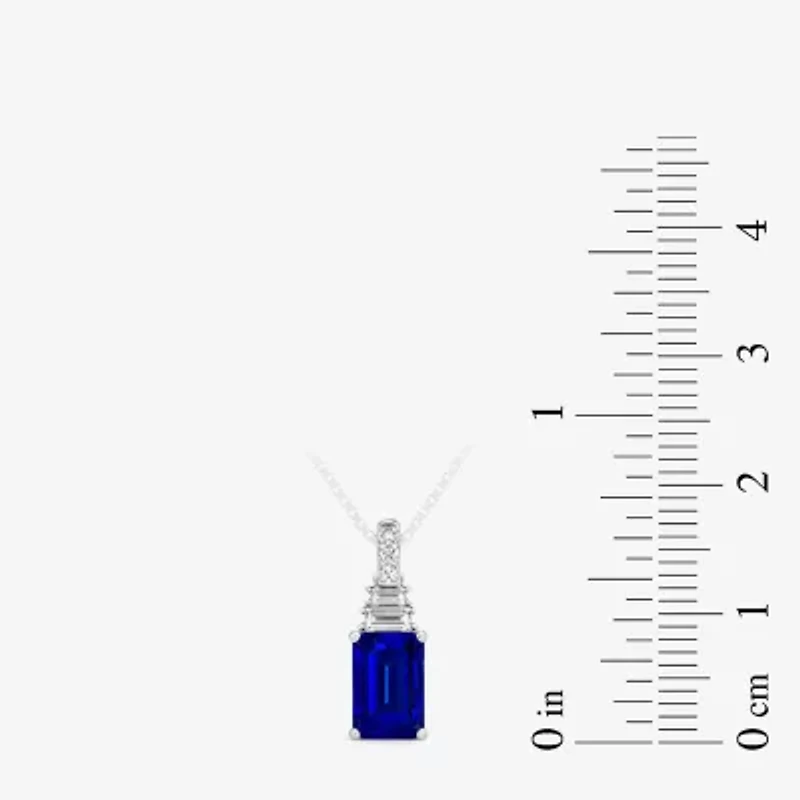 (F / Si2) 1/8 CT. T.W. Lab Grown Diamond and Created Gemstone Sterling Silver 18 Inch Necklace
