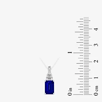 (F / Si2) 1/8 CT. T.W. Lab Grown Diamond and Created Gemstone Sterling Silver 18 Inch Necklace