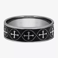 Crusader Cross Pattern Mens 7MM Tungsten Wedding Band