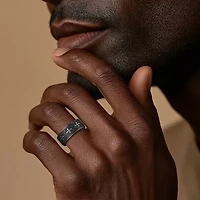 Crusader Cross Pattern Mens 7MM Tungsten Wedding Band