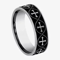 Crusader Cross Pattern Mens 7MM Tungsten Wedding Band