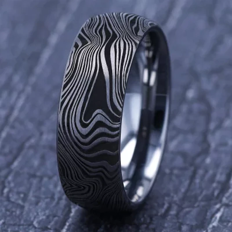 Marble Pattern Mens 8MM Tungsten Wedding Band