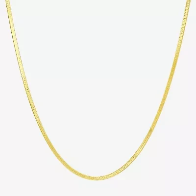 Made in Italy Womens 10K Gold 16 Inch Herringbone Chain Necklace