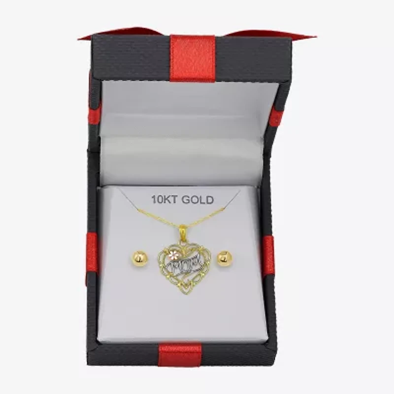 Womens 10K Tri-Color Gold Heart 2-pc. Jewelry Set