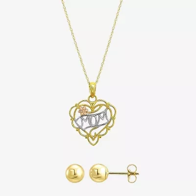 Womens 10K Tri-Color Gold Heart 2-pc. Jewelry Set