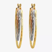 Womens 10K Tri-Color Gold 20mm Hoop Earrings