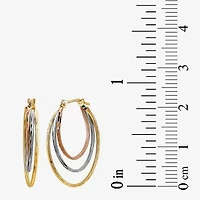 Womens 10K Tri-Color Gold 20mm Hoop Earrings
