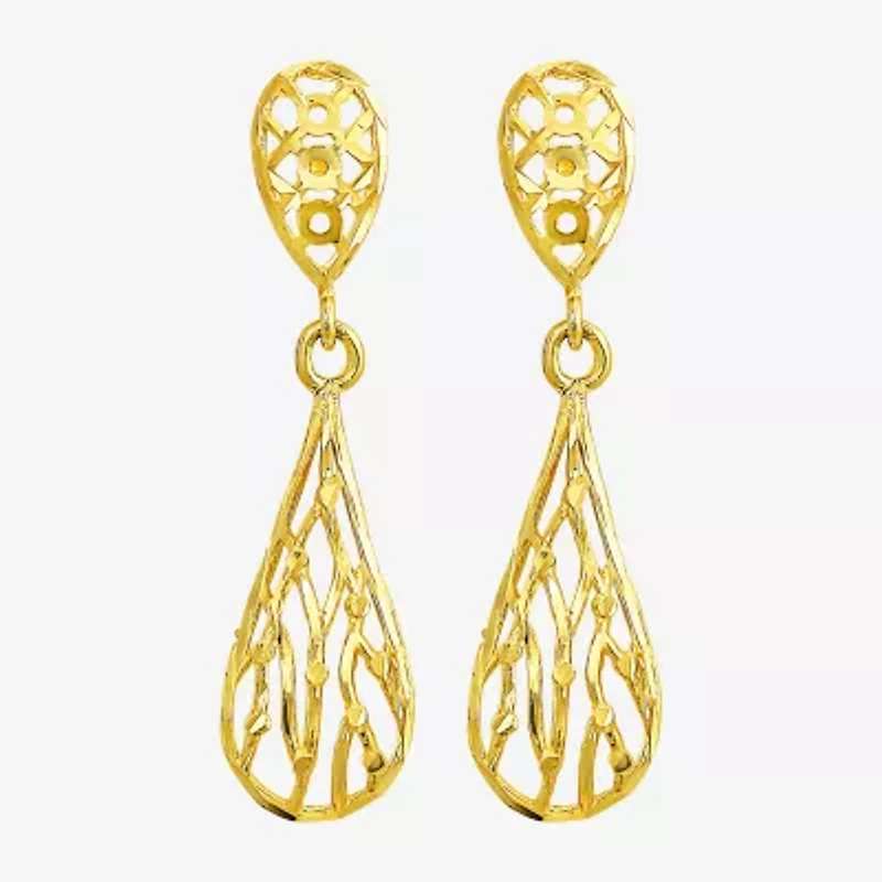 Womens 10K Gold Drop Earrings
